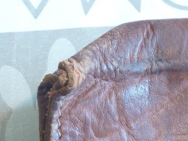 Vintage, forme original Ancien Cartable, Sacoche en cuir épais marron