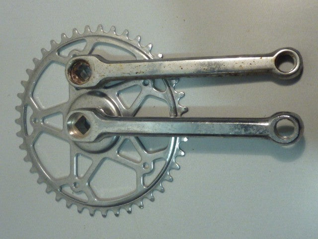 NOS neu Pédalier vintage 42 dents chromé centre carré  manivelle 170 mm