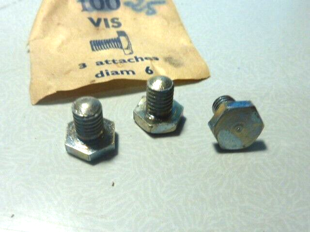 ✨ NOS Vintage ALGI Lot de 3 Vis / Attaches Plateau de Pédalier – Ø6 mm – Vélo ✨