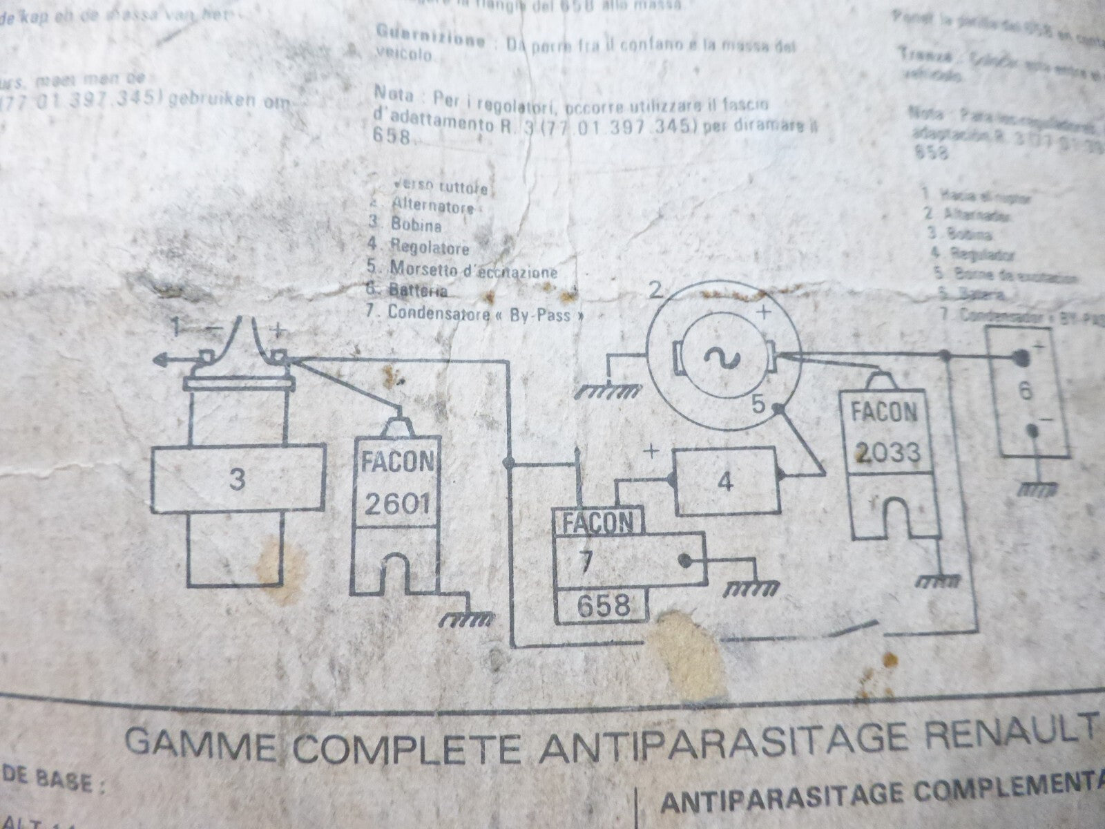 Condensateur antiparasite d'origine Renault  Facon 658