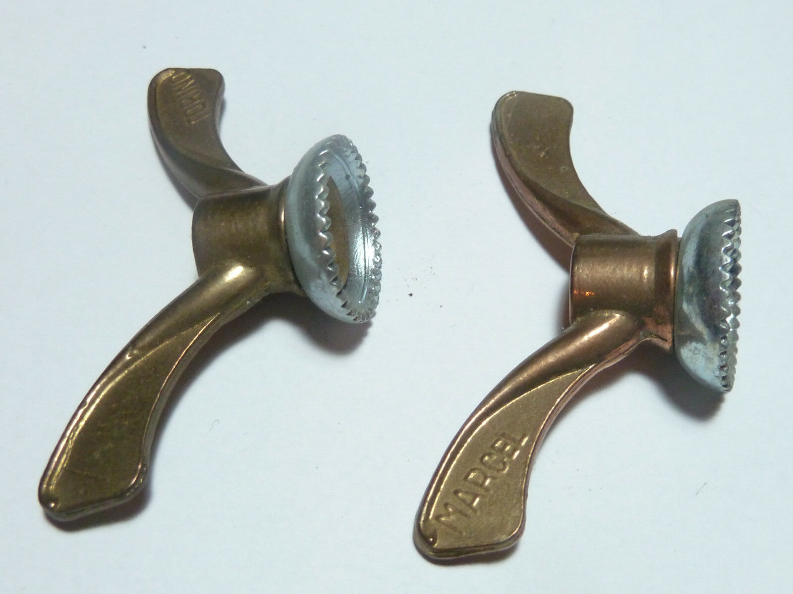 NOS 2 Ecrou Papillon ancien Velo  Set Wing Nuts Brass 5/16 vintage Torino Marcel