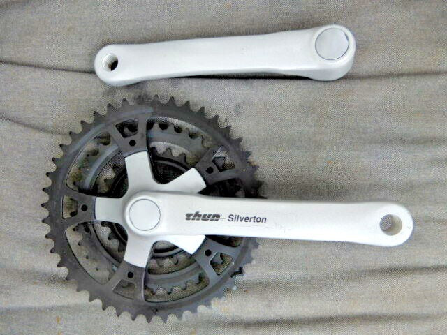 NOS NEU Pédalier Thun silvertone 170 mm 24/34/44 Teeth  (9/16 ") crankset