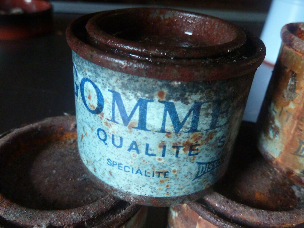 5 Ancienne Boite Metal Tole Réparation Vélo DISSOPLAST Cycle Bike Repair gomme