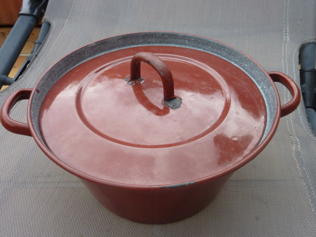 Ancienne casserole faitout émaillé charlotte vintage art deco