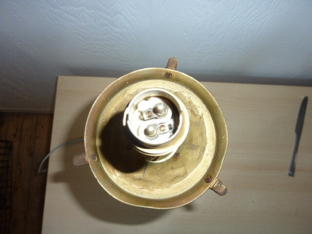 ancien pied de lampe colonne tripode bronze / laiton  XIX
