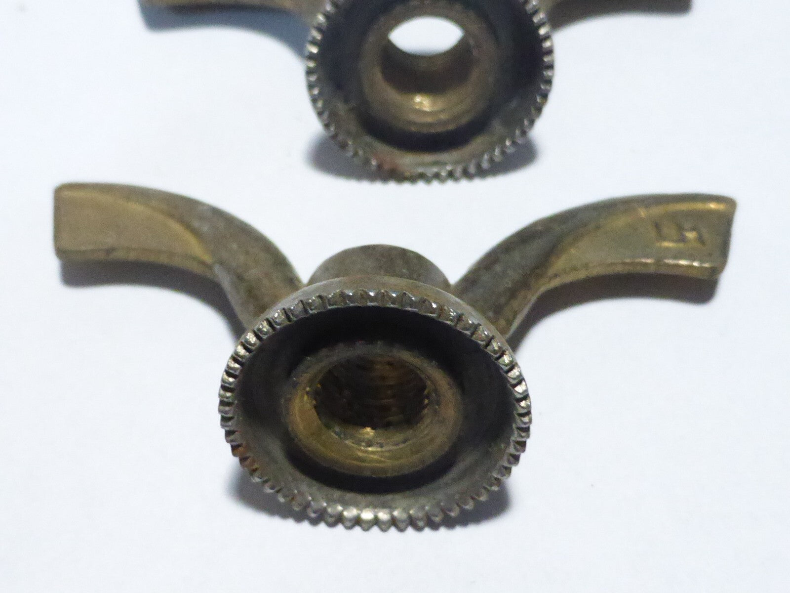 2 anciens Ecrous Papillon Velo Ancien Set Wing Nuts Brass 9 mm vintage LM