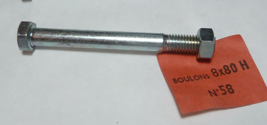 ✨1 vis boulon Axe diamètre 8 x 80 mm  fixation mobylette moto solex Algi 86 mm✨