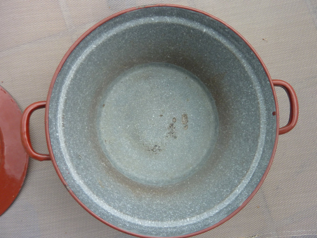 Ancienne casserole faitout émaillé charlotte vintage art deco