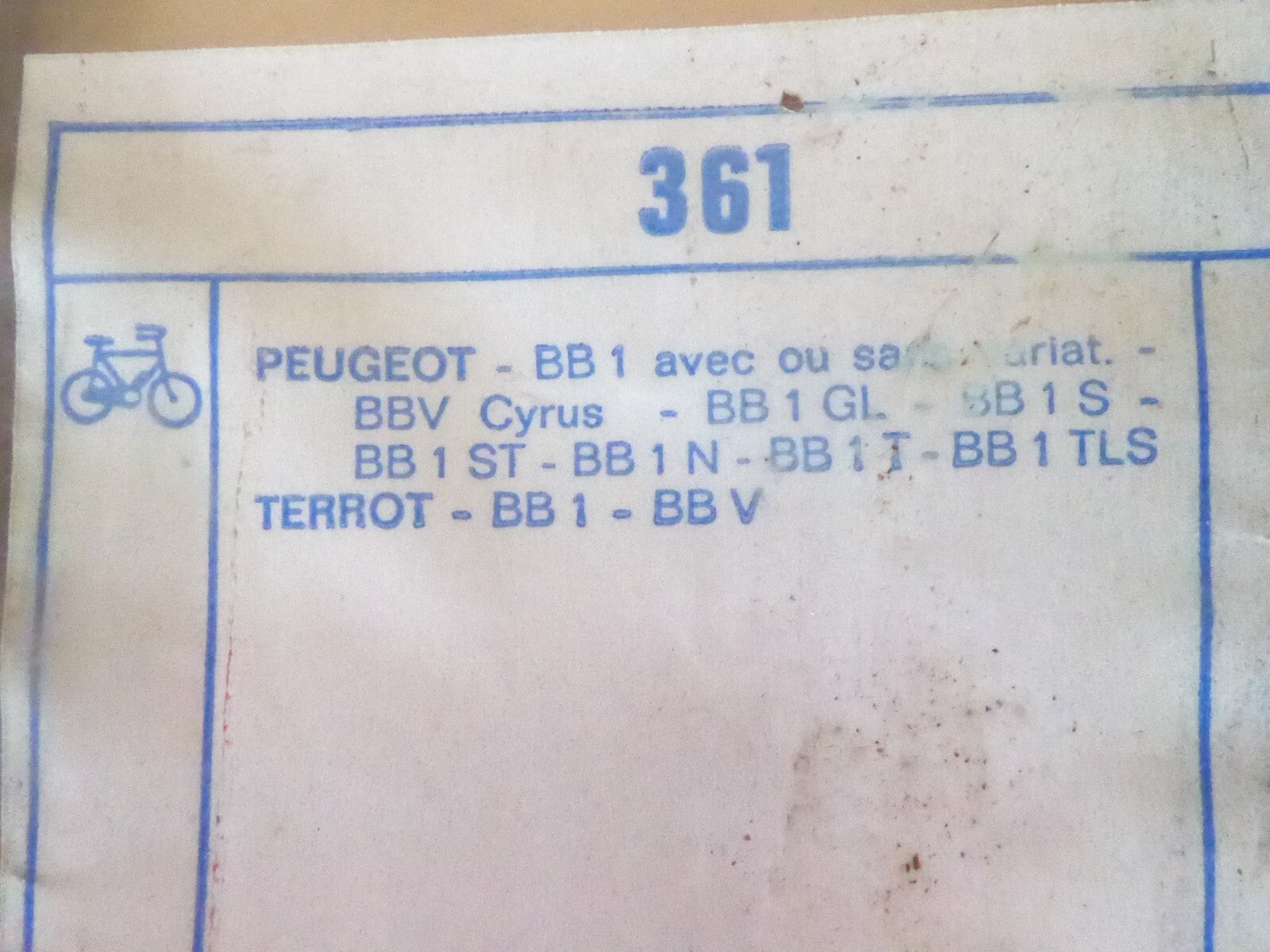 NOS ventiflex Terrot  Peugeot BB1 BBV BB 1GL BB 1S BB 1ST BB 1N BB 1T BB 1 TLS
