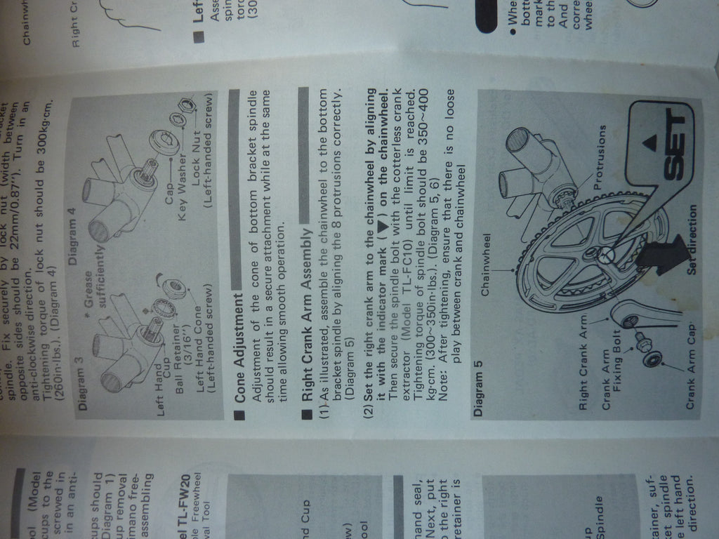 instruction selecta ANCIEN SHIMANO ADAMAS AX-T VINTAGE CRANKSET Manual