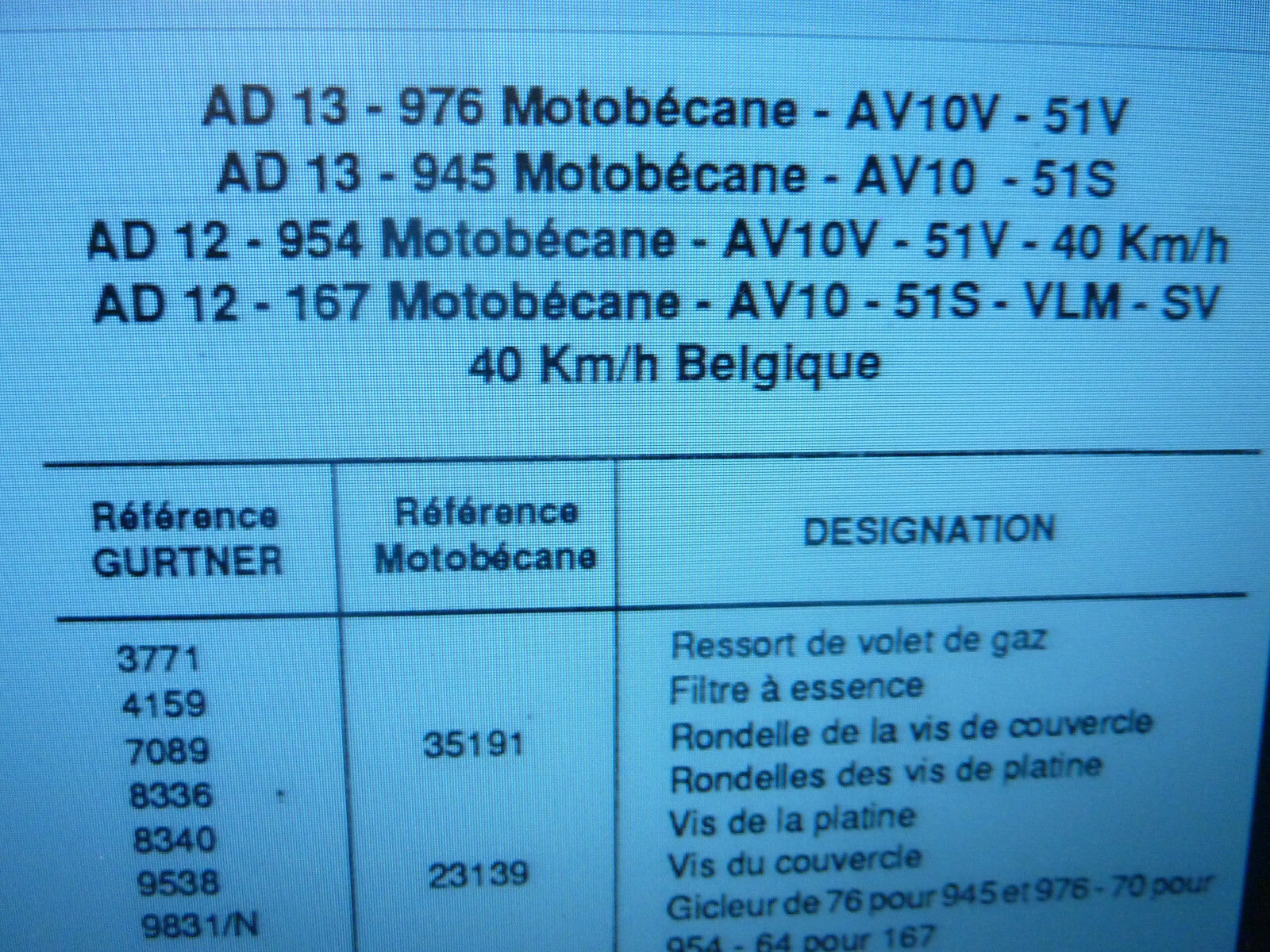 ✨ Original N.O.S 1 Vis couvercle  carburateur 9538 GURTNER AD13  AD12 motobecane