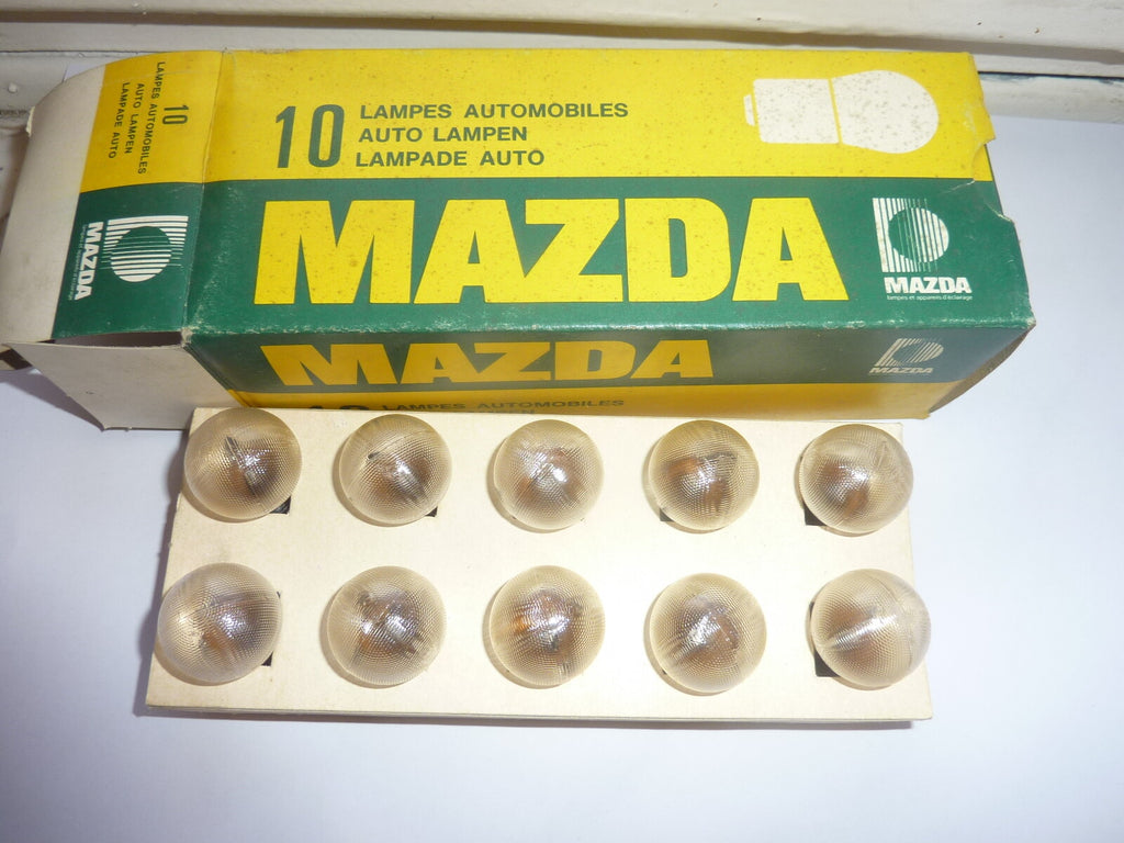 NOS lot de 10 ampoules MAZDA  12V 18/4W verre granité BA15D 2 plots 2 ergots