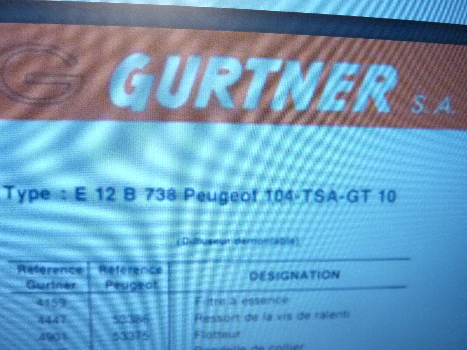 N.O.S 1 piston starter   GURTNER 12510 PEUGEOT 104 - TSA - GT 10
