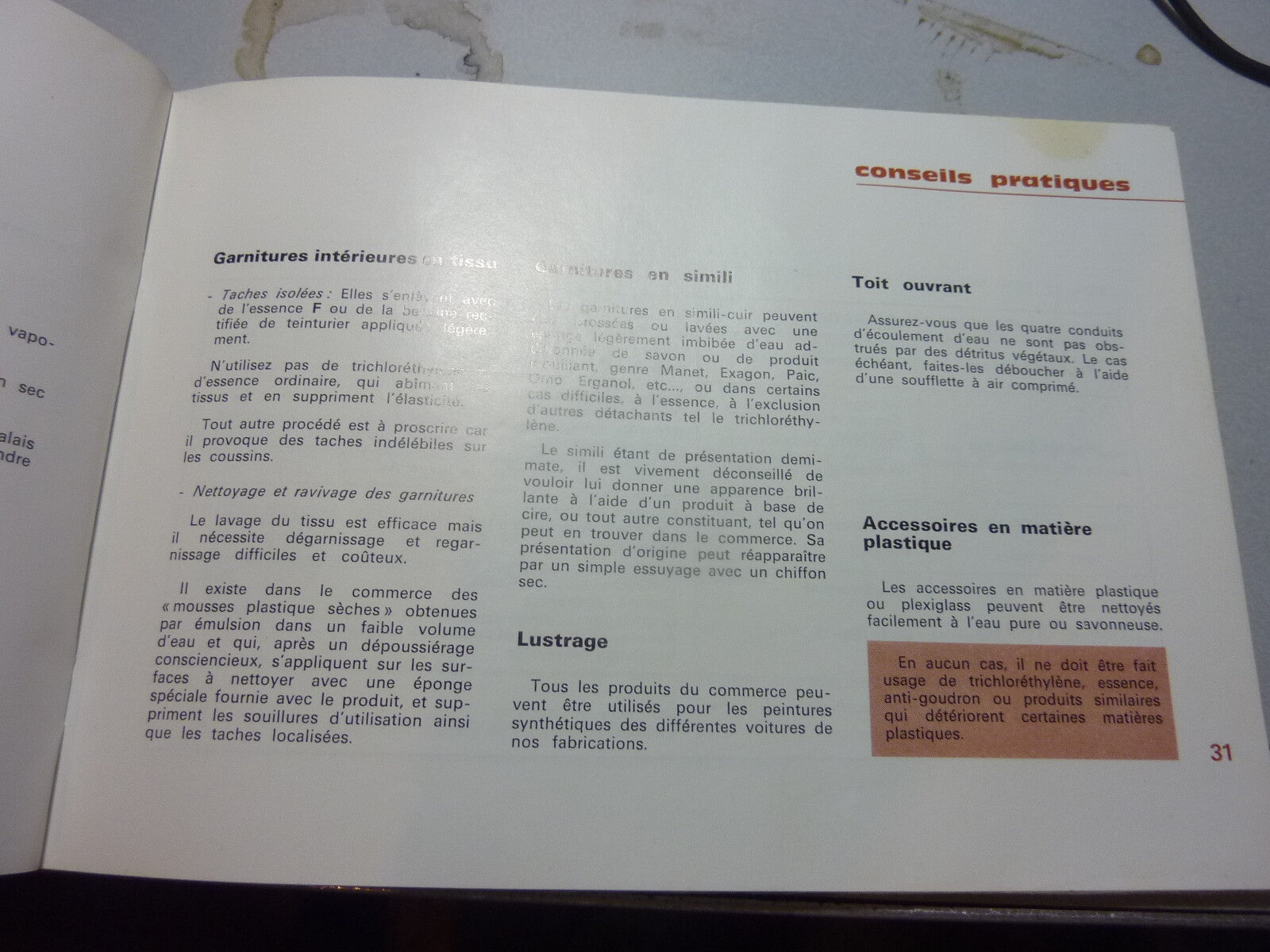 Peugeot 204 Livret notice conduite entretien Mars 71 11° édition