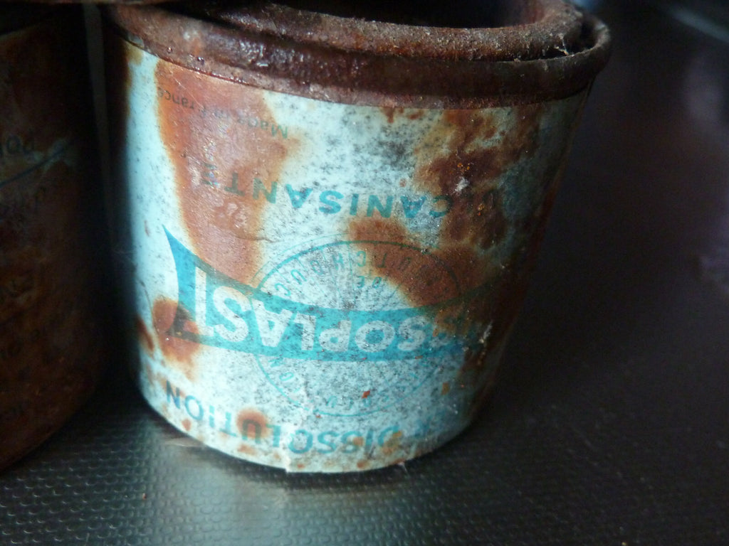 5 Ancienne Boite Metal Tole Réparation Vélo DISSOPLAST Cycle Bike Repair gomme