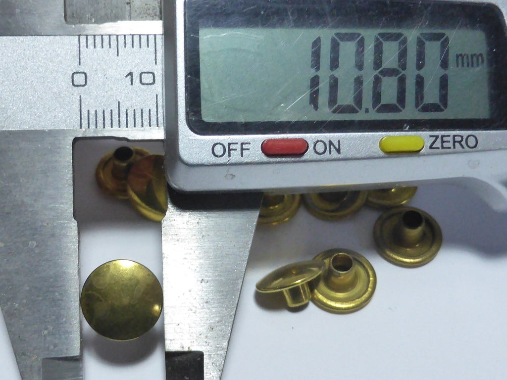 Lot de 25 Calottes pour Rivets Laiton Jaune Ø10,8 mm  Marque Daude Maroquinerie