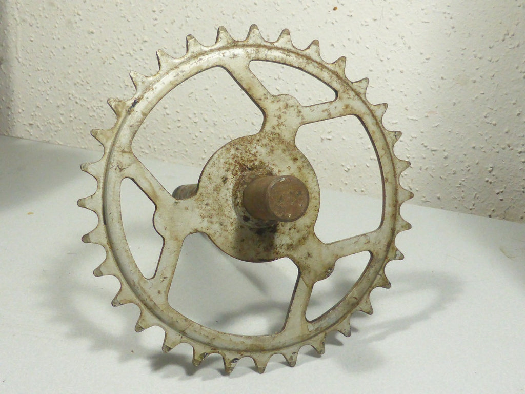 NOS Axe pédalier 32 dents 185 mm Motobécane neuf ancien stock Ø 16 mm mobylette