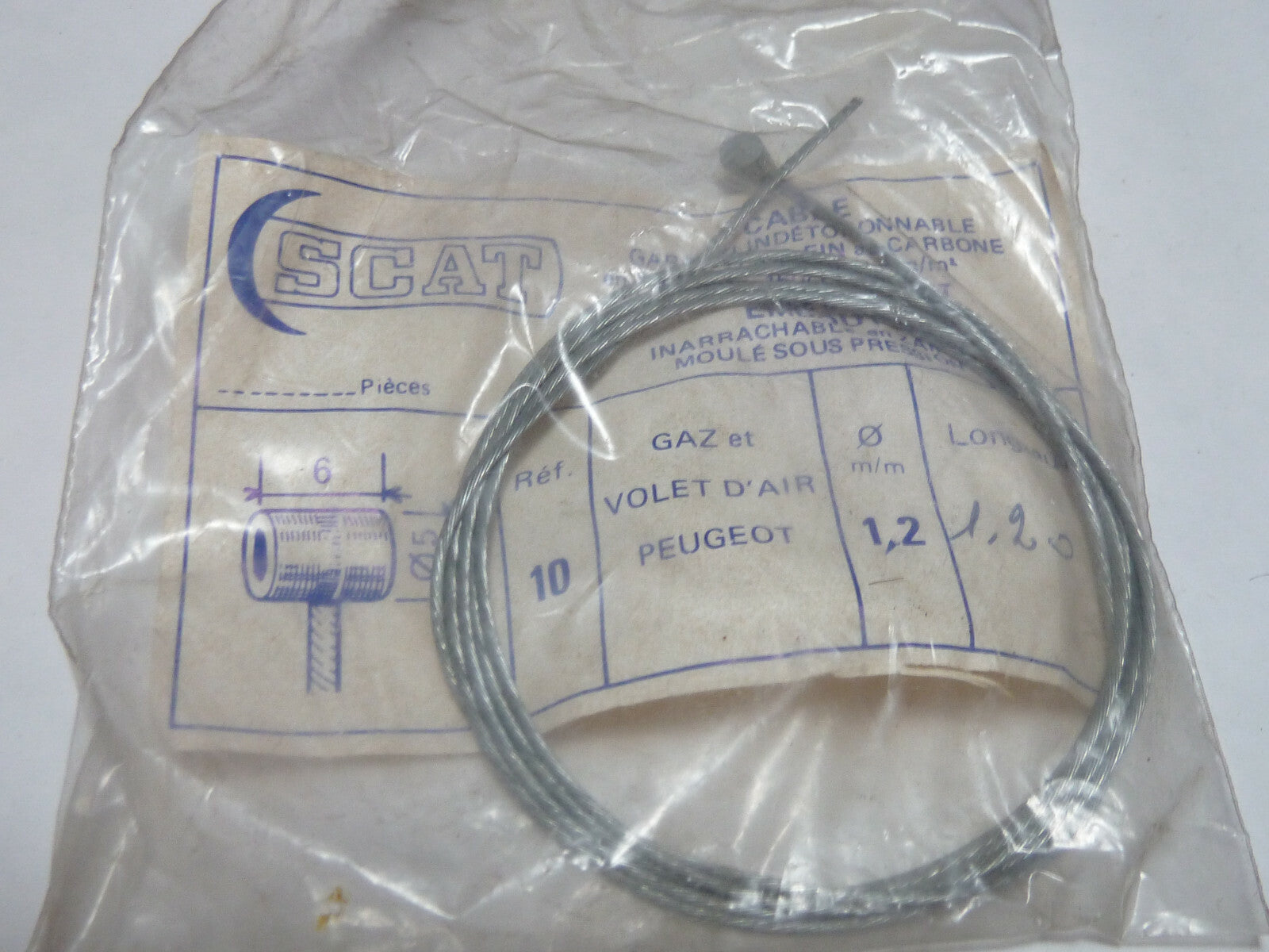 NOS neu cable gaz et décompresseur Peugeot 1m20 vintage