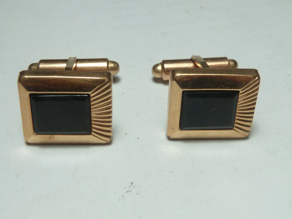 Paire Boutons Manchettes signés MURAT plaqué or vintage 1950