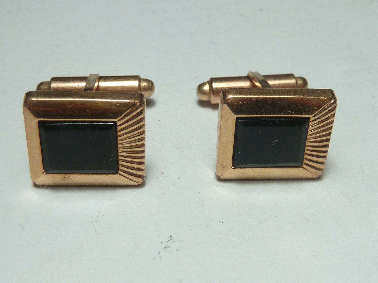 Paire Boutons Manchettes signés MURAT plaqué or vintage 1950