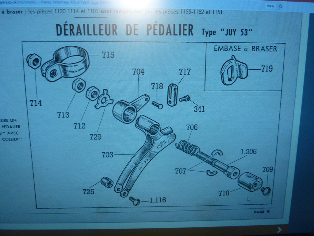 ✨NOS Vis SIMPLEX Dérailleur 341 B Vintage Juy 53 Prestige Vélo Course Ancien✨