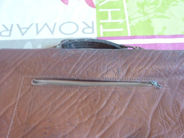 Vintage, forme original Ancien Cartable, Sacoche en cuir épais marron
