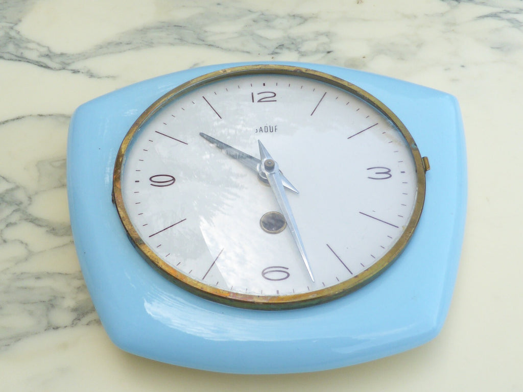Montre horloge Pendule murale Vintage en céramique Bleu