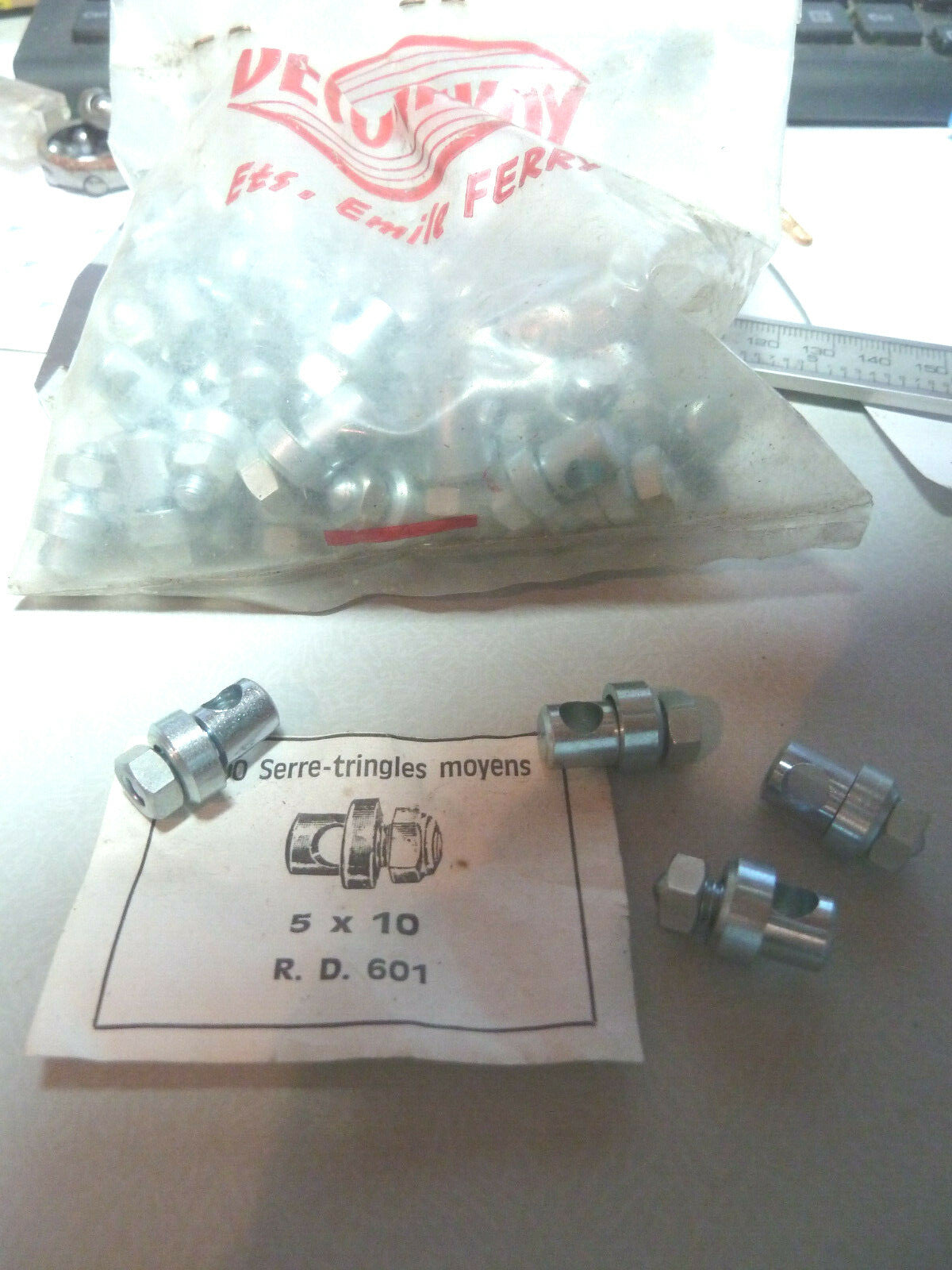 ✨Lot 4 Serre-Tringles Vintage Acier 1970s Made in France Vélo Ancien NOS✨