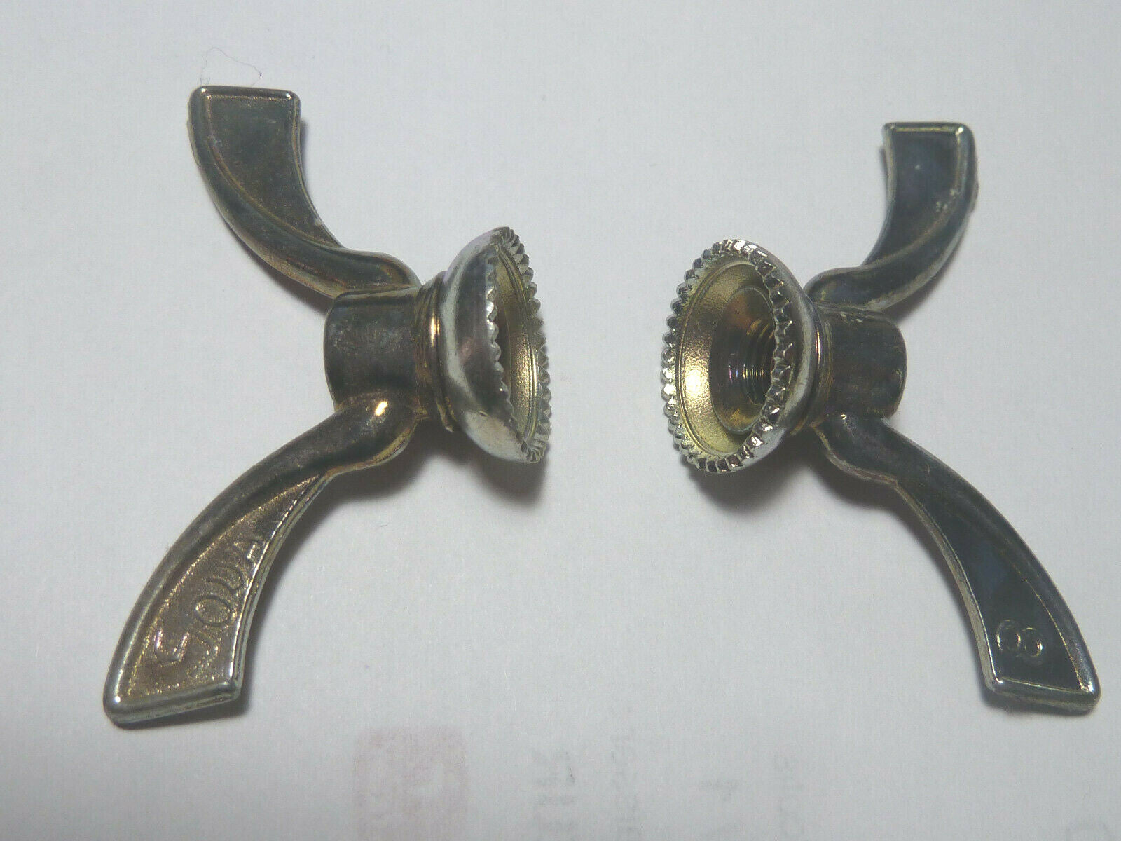 2 anciens Ecrous Papillon Velo Ancien Set Wing Nuts Brass 8 mm vintage Sova