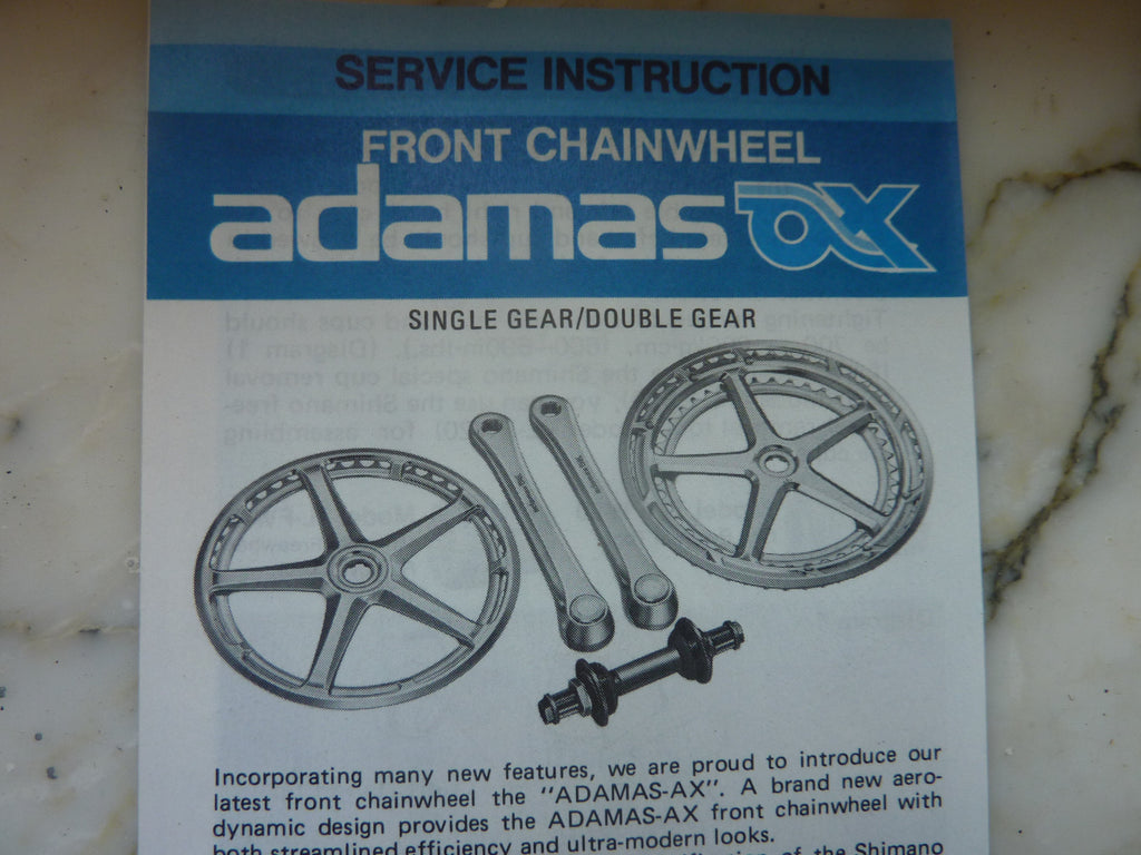instruction selecta ANCIEN SHIMANO ADAMAS AX-T VINTAGE CRANKSET Manual