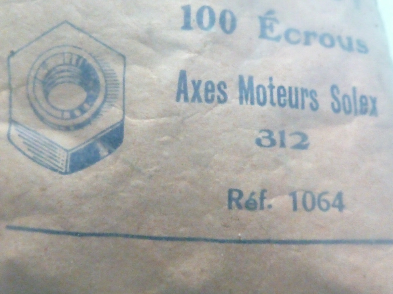 NOS vintage ancien axe écrou moteur solex  ancien stock