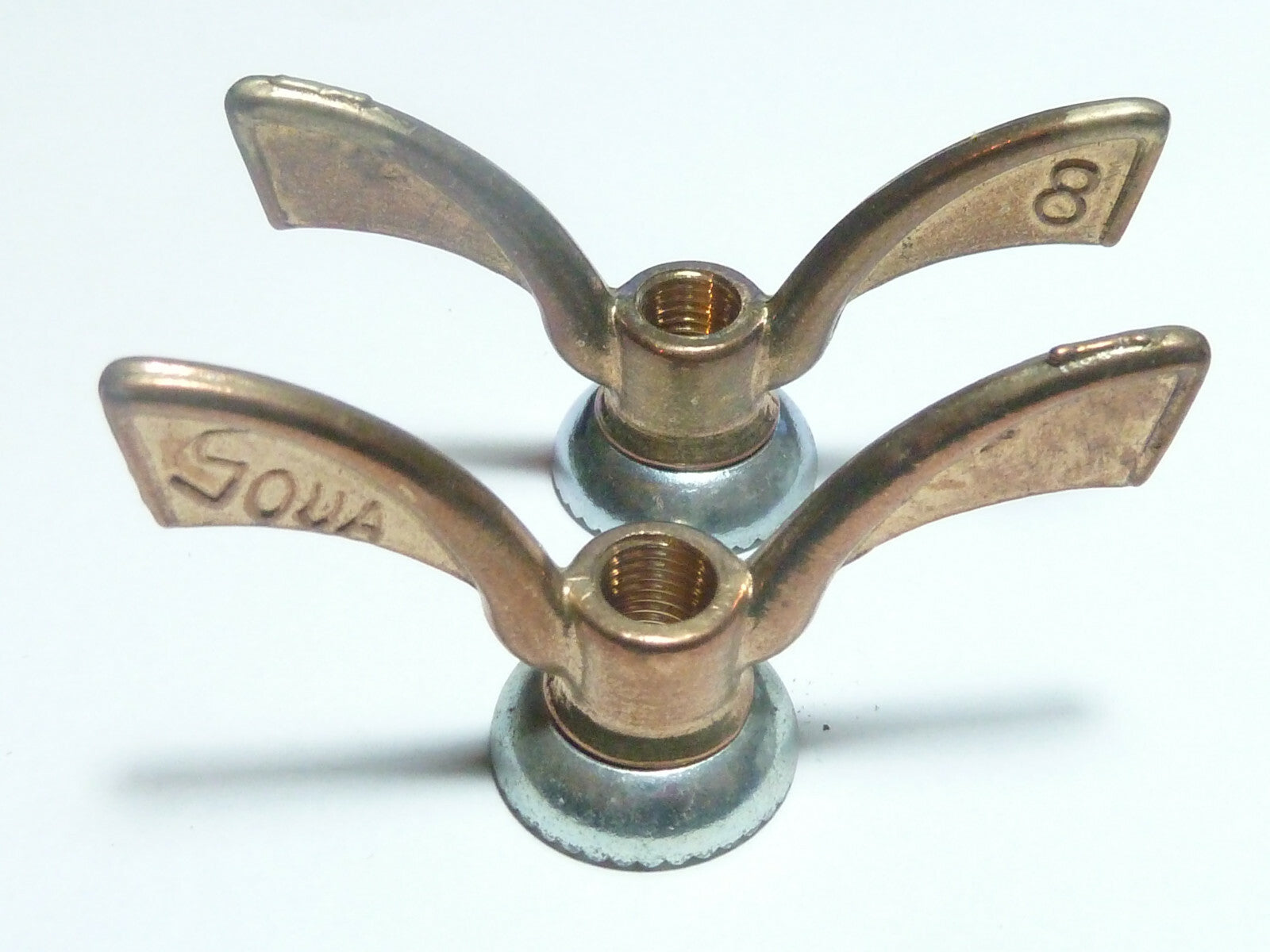 ✨ NOS Neu neuf 2 Écrous Papillon Vélo Ancien SOVA Wing Nuts 8 mm Laiton Vintage
