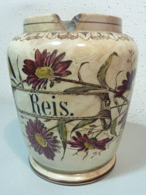 Vase pot a RIZ céramique faïence A. H. ANNABURG  REIS GERMANY -  1874 - 1923