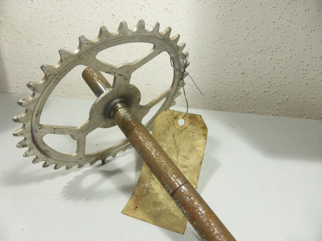 NOS Axe pédalier 36 dents 208 mm Motobécane neuf ancien stock Ø 16 mm cady