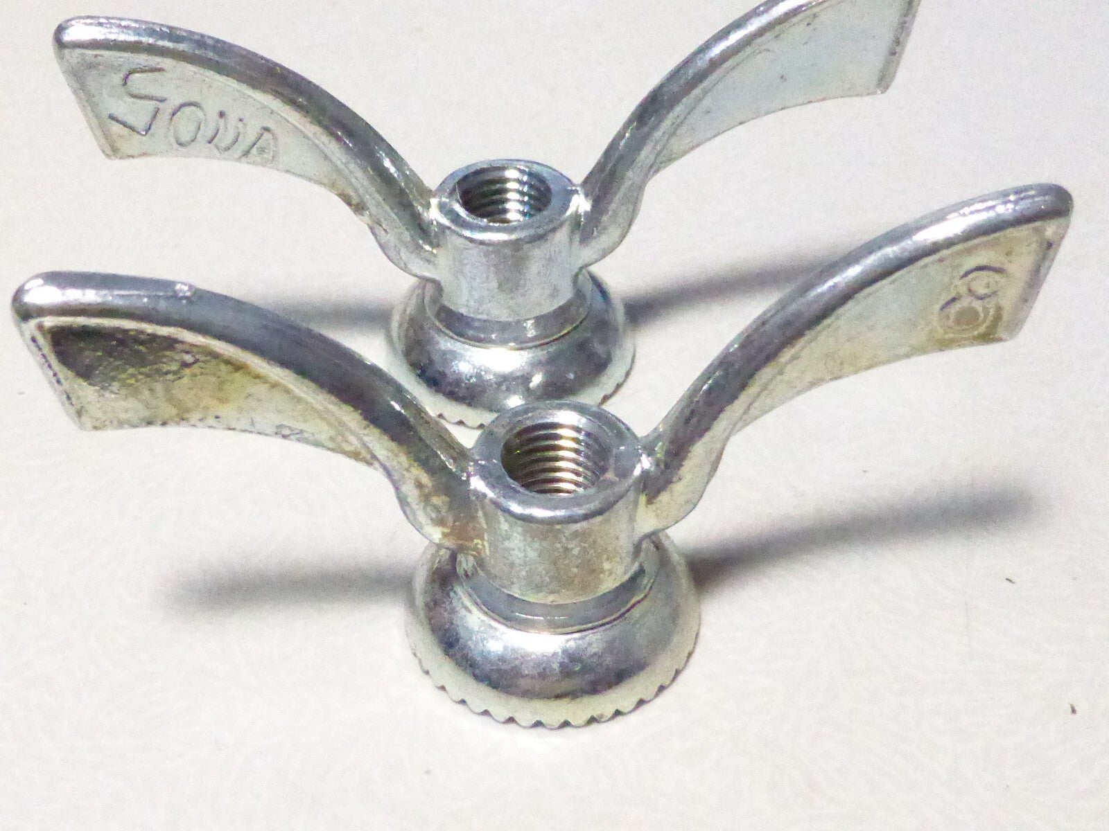 NOS 2 anciens Ecrous Papillon SOVA Velo Ancien Set Wing Nuts Brass 8 mm vintage