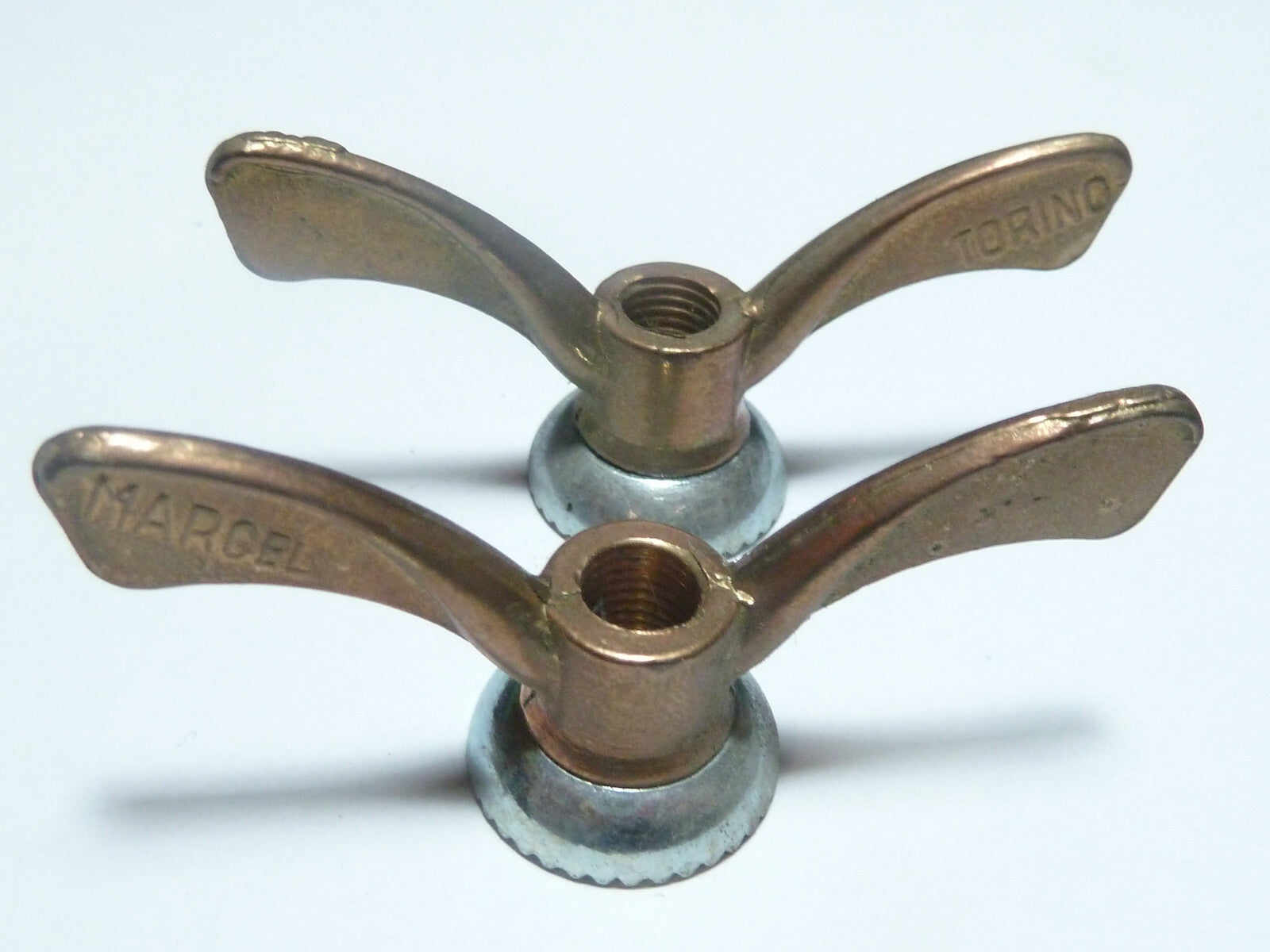 NOS 2 Ecrou Papillon ancien Velo  Set Wing Nuts Brass 5/16 vintage Torino Marcel