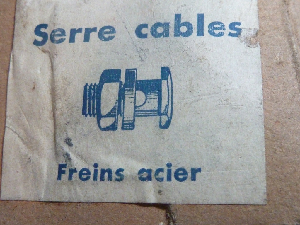 ✨ Ancien stock NOS Lot de 2 Serre-câbles freins acier Vélo Cyclomoteur Vintage✨