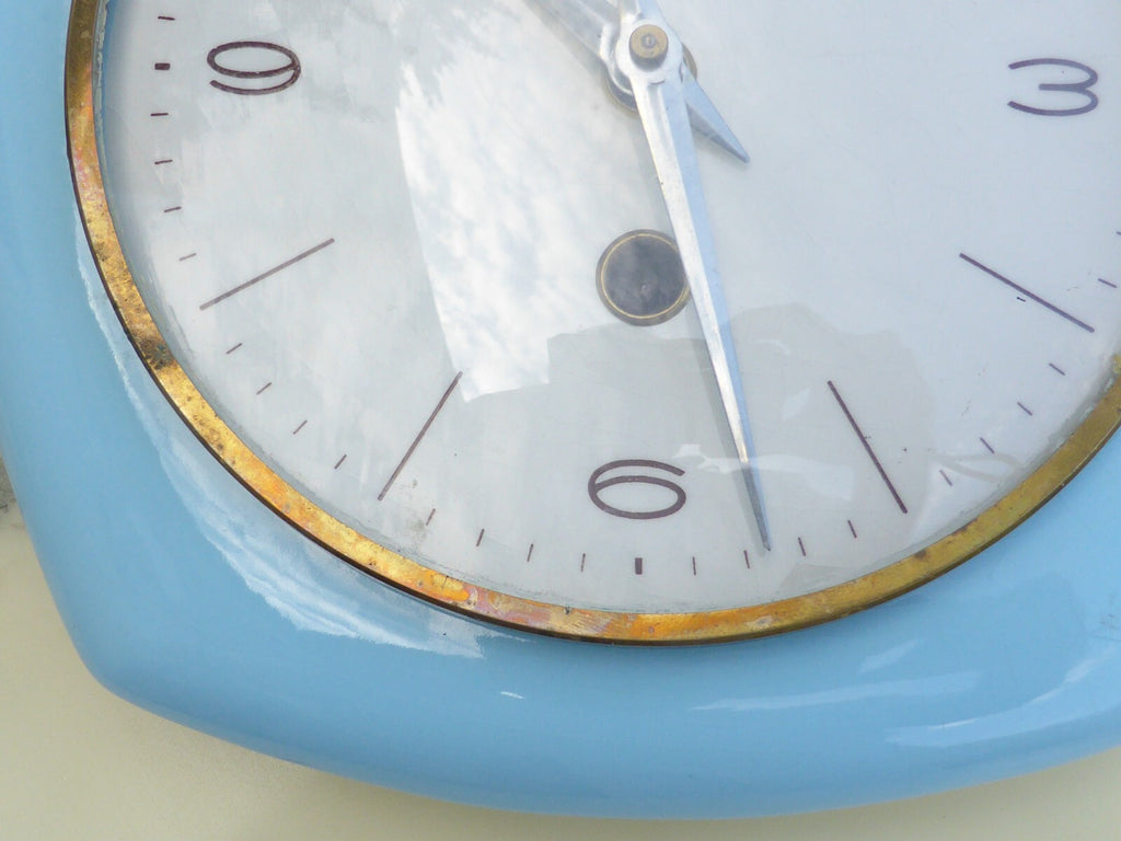 Montre horloge Pendule murale Vintage en céramique Bleu