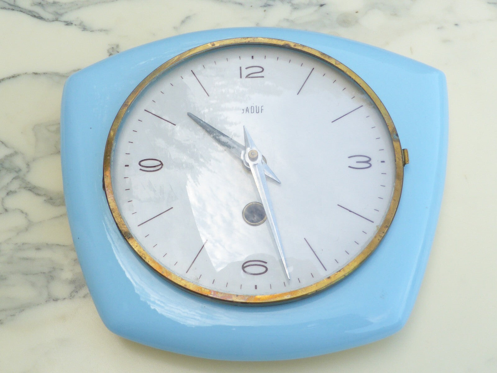 Montre horloge Pendule murale Vintage en céramique Bleu