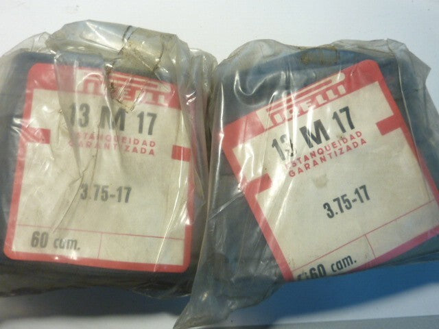 ✨ NOS Lot de 2 chambres à air PIRELLI 17" Moto vintage Ancien stock  3.75x17✨