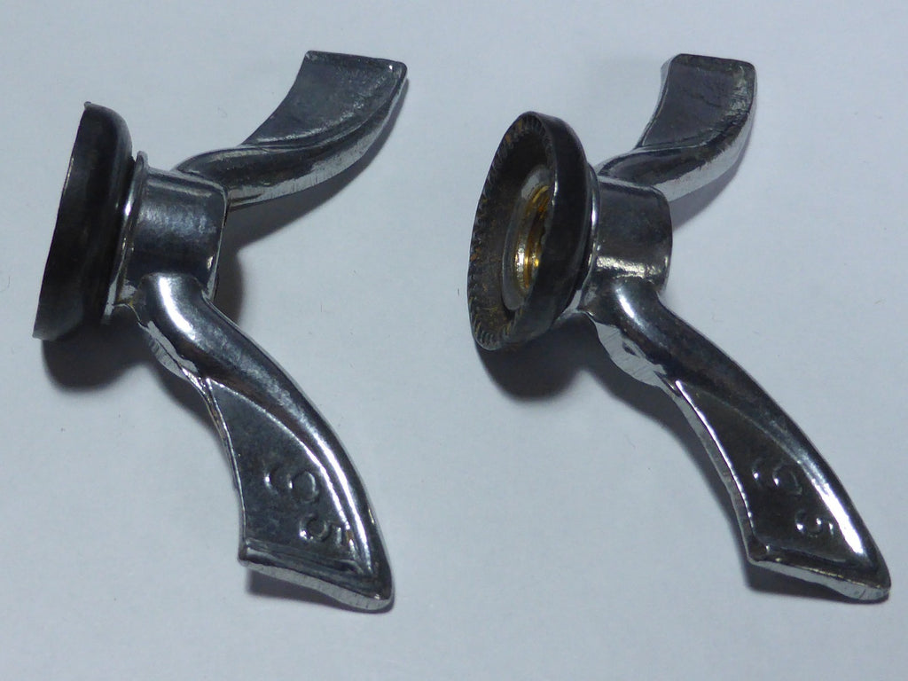 NOS 2 anciens Ecrous Papillon SOVA Velo Ancien Set Wing Nuts Brass 9.5 vintage