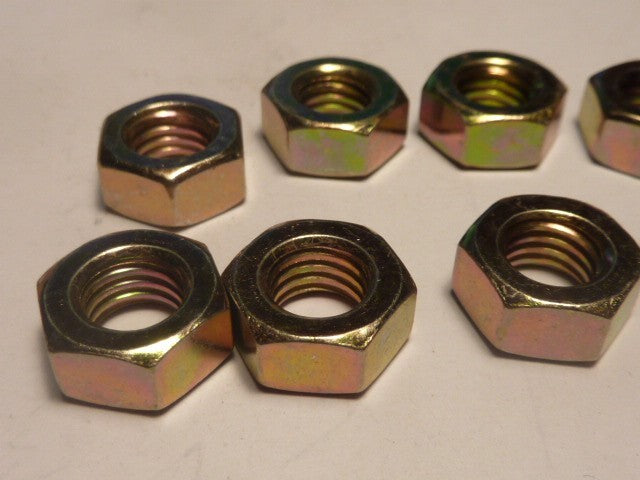 NOS 8  Écrou  acier doré vintage M8 pas de 1.25