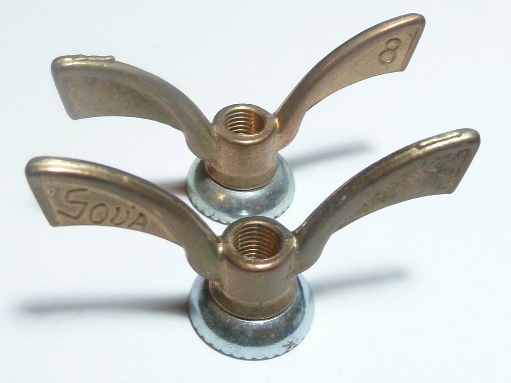✨ NOS Neu neuf 2 Écrous Papillon Vélo Ancien SOVA Wing Nuts 8 mm Laiton Vintage