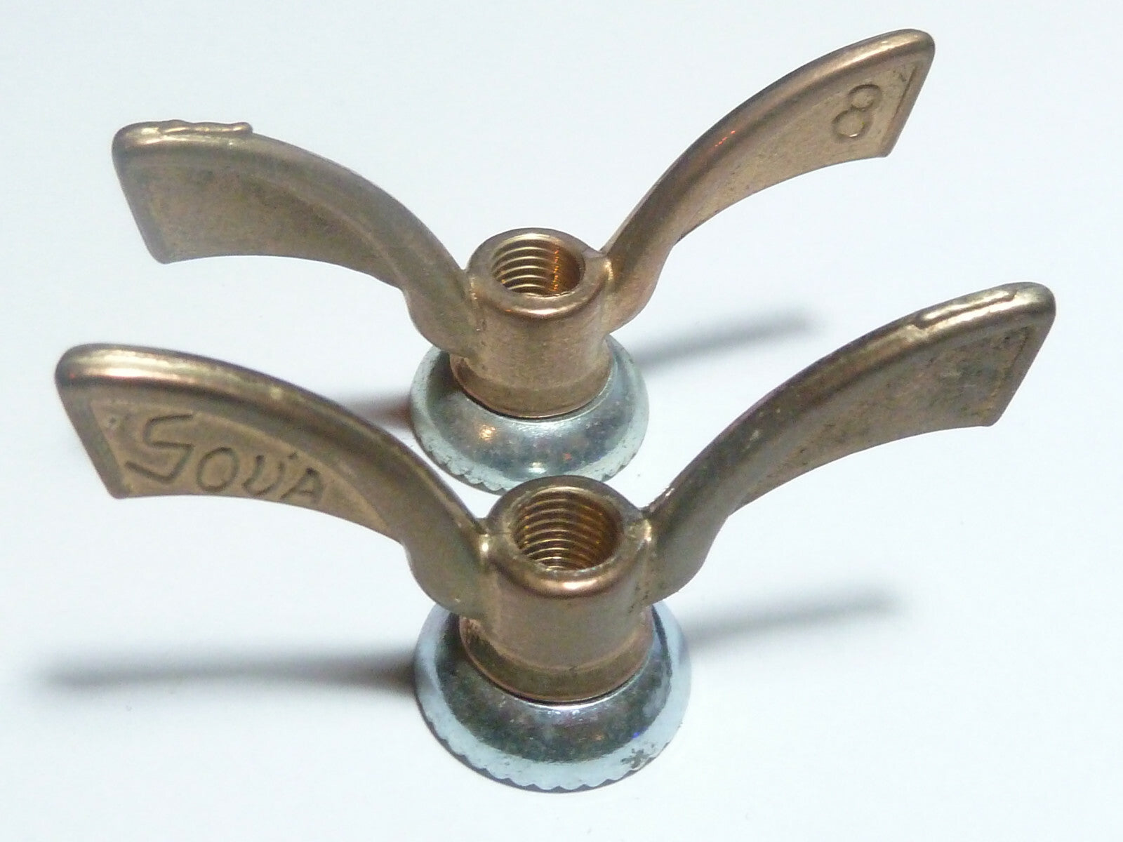 ✨ NOS Neu neuf 2 Écrous Papillon Vélo Ancien SOVA Wing Nuts 8 mm Laiton Vintage