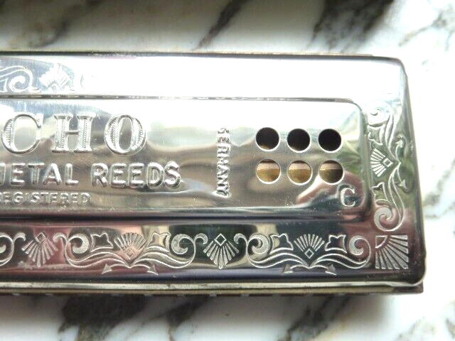 Vintage M. Hohner THE ECHO HARP Harmonica In Original Box C/G 55/80 Germany