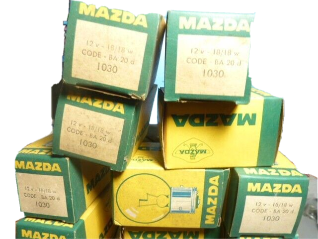 NOS 22 ampoules MAZDA éclairage vintage  12V 18/18 W BA 20 d jaune Bulb BA20d