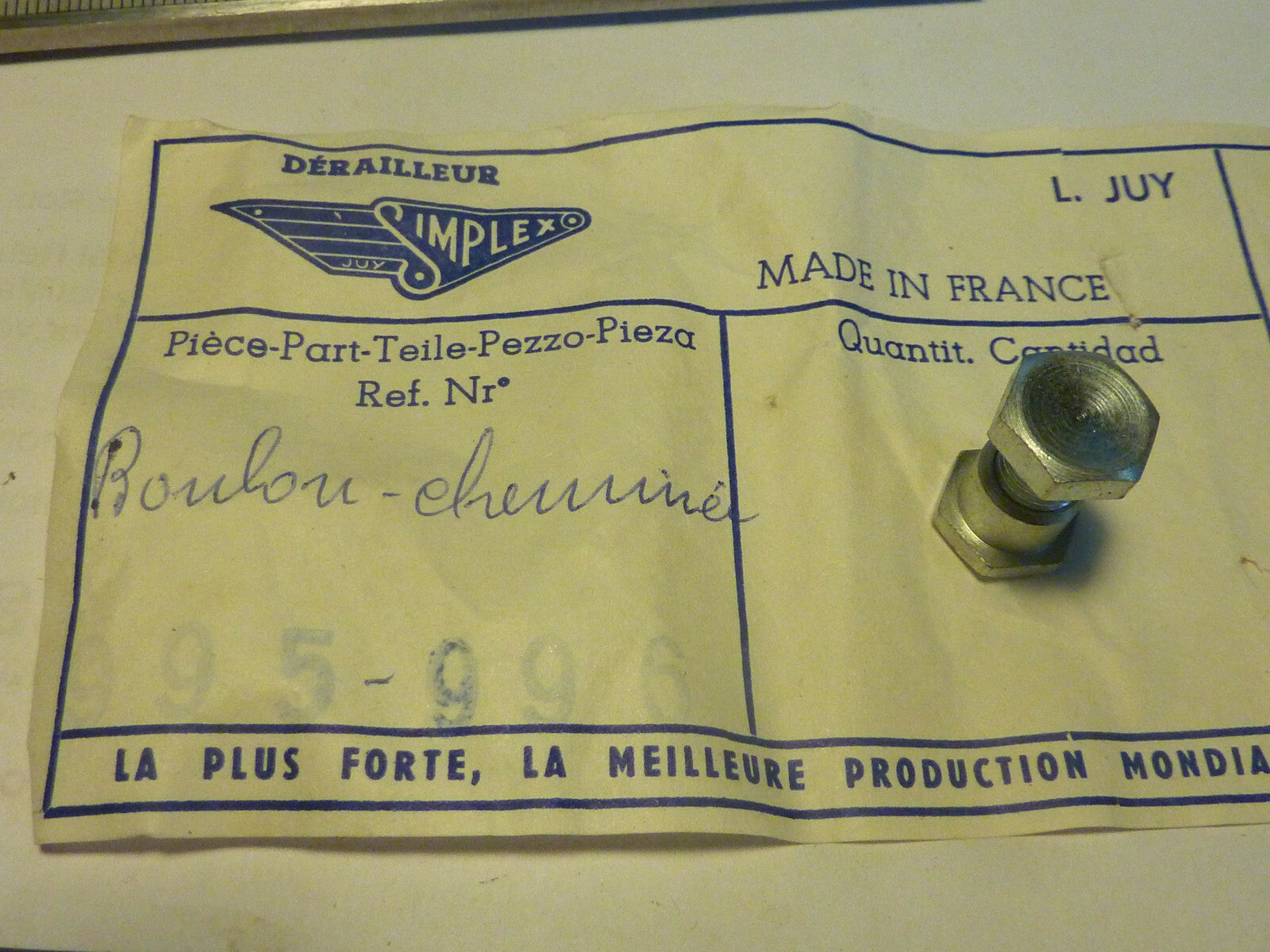 NOS SIMPLEX # 995-996 boulon cheminéé pedalier velo vintage crankset screw