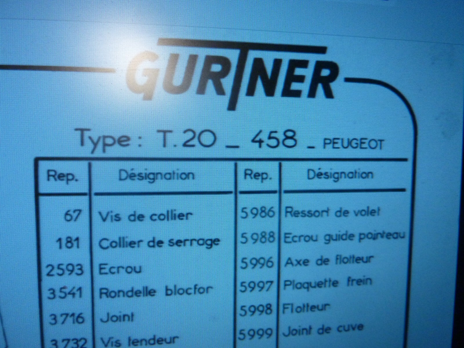 carburateur 5964 GURTNER 1 boulon fixe chapeau type T20 Lambretta Peugeot T20