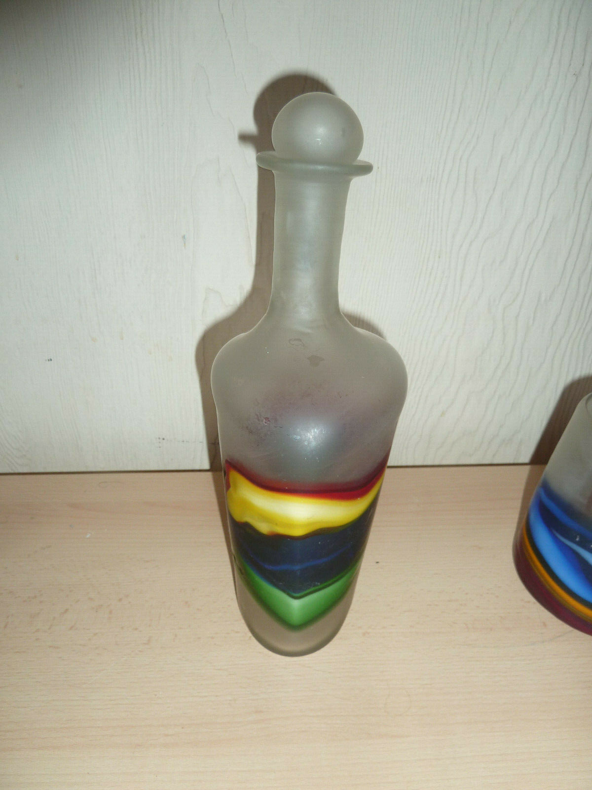 Perses verrerie Golkar Glass  2 pièce bouteille et vase signée verre soufllé