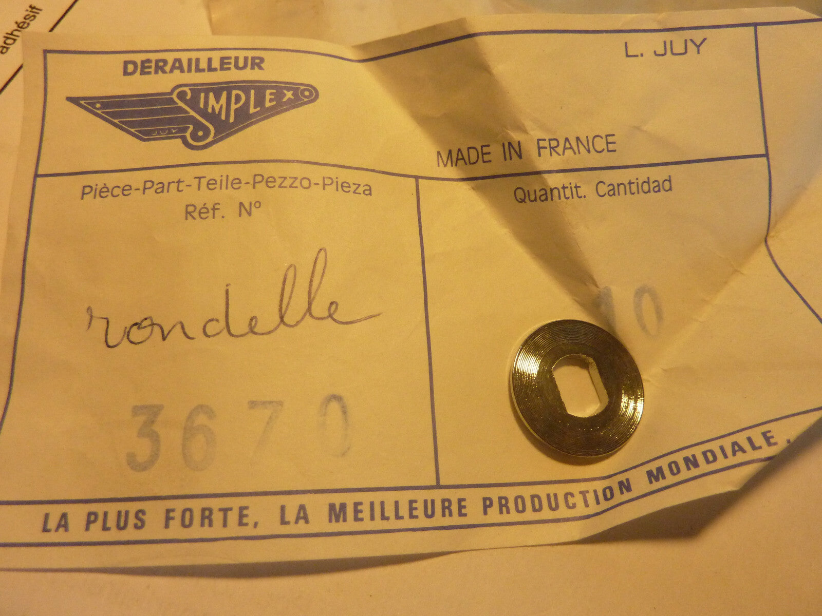 SIMPLEX # 3670 rondelle manettes Washer  Shifters  New gear lever bicycle SJ SLJ